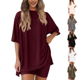 New Loose Fashion Solid Color Casual Two-piece Suit - kinko