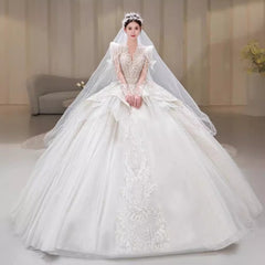 Bride Main Yarn Long Sleeve Heavy Industry Trailing French Retro Advanced - kinko