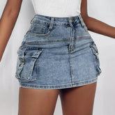 Fashion European And American Style Women's Overalls Pocket Skirt - kinko