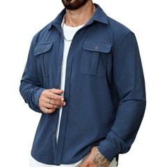 Corduroy Tooling Thick Long Sleeves Coat Shirt Outdoor Casual Retro - kinko