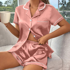 Casual Pajamas Women's Artificial Silk Soft Double Short Lapel - kinko
