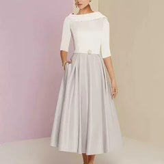 Formal Banquet Temperament Formal Daily Style Off-shoulder Half Sleeve Dress - kinko