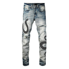 Street Fashion Wash Distressed Skinny Jeans - kinko