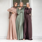 Fashion Large Hem Satin Dress - kinko