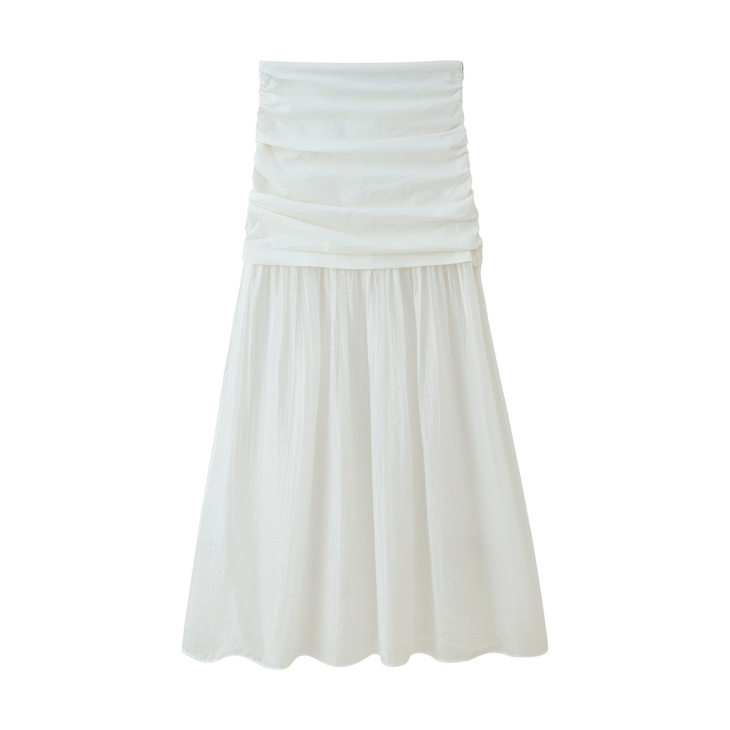 Summer Pleated Decorative Stitching Mid-waist Skirt - kinko