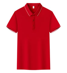 ICE Cotton Single Side Color Secondary Collar Lapel Short Sleeve Polo Shirt - kinko