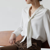 Women's Office Chiffon Commuting Elegant White Shirt - kinko