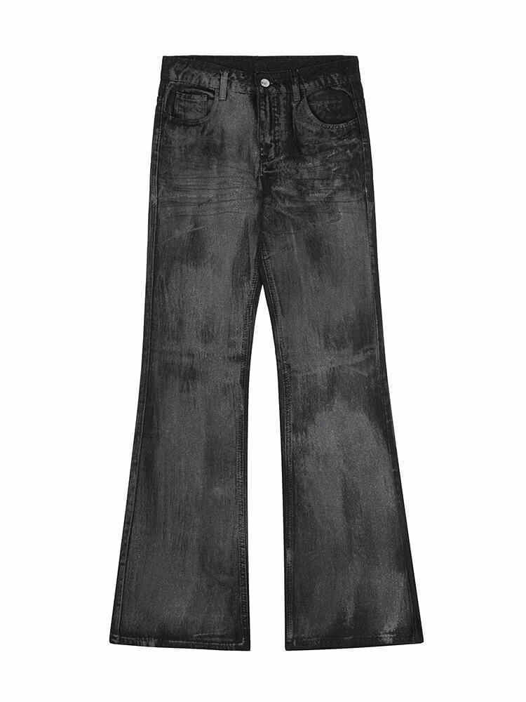 Washed Black Jeans Men's Straight Bootcut Trousers - kinko