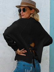 Fall Winter New Lapel Pullover Sweater With Back Straps