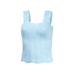 Square Collar Sports Underwear Jacquard Vest - kinko