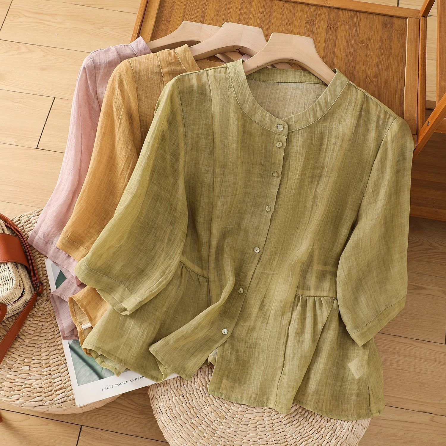 New Loose Slimming Temperament Casual Cotton Linen Top - kinko