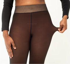 Women's Fall And Winter Outer Wear Plus Size Fake Transparent Black See-through Leggings - kinko