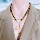 Fall Winter Trend Sweater Chain Black Red Shell Necklace