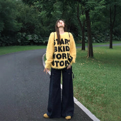 American Round Neck Mink Letter Sweater Fall Winter Couples Trendy Brand Niche