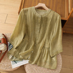New Loose Slimming Temperament Casual Cotton Linen Top - kinko