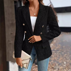 Winter Fashion Temperament Pure Color Double Breasted Blazer Women's Clothing - kinko