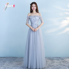 Long Bridesmaid Blue Wedding Dress Girlfriends Party Dress - kinko