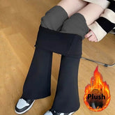 Fleece-lined Thick Shark Pants High Waisted Tuck Pants Slimming And Tight Yoga Pants - kinko