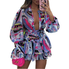 V-neck Printing Temperament Short Dresses For Women - kinko