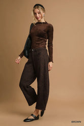 Umgee Leopard Print Wide Leg Pants - kinko