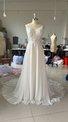 Strap Fishtail Wedding Dress Bridal Slim Satin Lace Dress - kinko