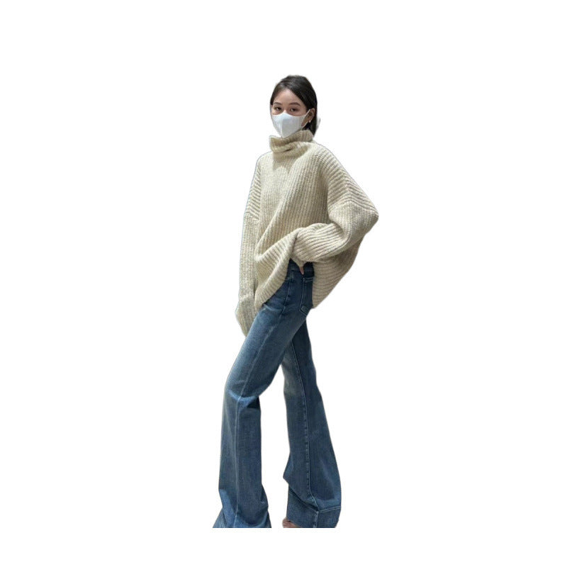 Loose Design High Waist Flared Jeans - kinko