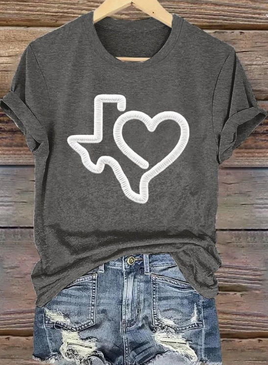 Short Sleeve T-shirt Printed Summer Fashion Tops - kinko