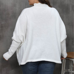 Women's Pullover Plus Size Loose Split Batwing Sleeve Half Collar Top - kinko