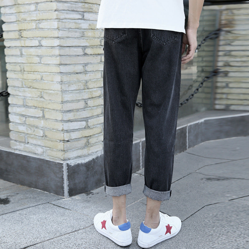 Men's Loose Straight Fashion Brand High-end Spring And Autumn New Small Harem Jeans - kinko