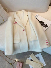 Gentle Sweet Polyester Mohair Blazer - kinko