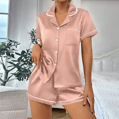 Casual Pajamas Women's Artificial Silk Soft Double Short Lapel - kinko