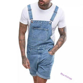 Youth Casual Mid-stretch Denim Suspender Pants - kinko