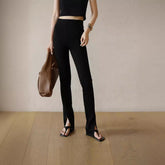 Side Slit Delicate Soft Gentle Skin Soft Bootcut Trousers - kinko