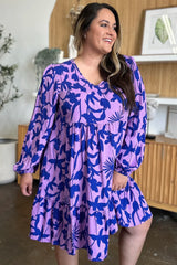 Double Take Full Size Printed Ruffle Hem Dress with Pocket - kinko