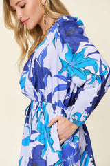 Double Take Full Size Floral Long Sleeve Romper with Pockets - kinko