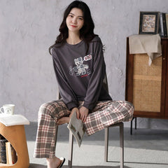 2 Piece Lounge Sets Pajamas Set Women Cute Cartoon Print Sleepwear