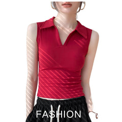 New Outdoor Slim Fit Slimming White Lapel Inner Wear Blouse - kinko