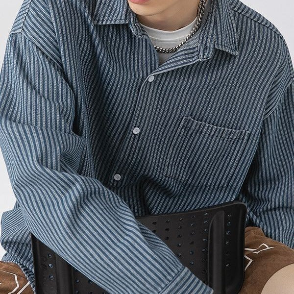 Denim Shirt Men's Shirt Early Outdoor Casual Blue Overalls - kinko