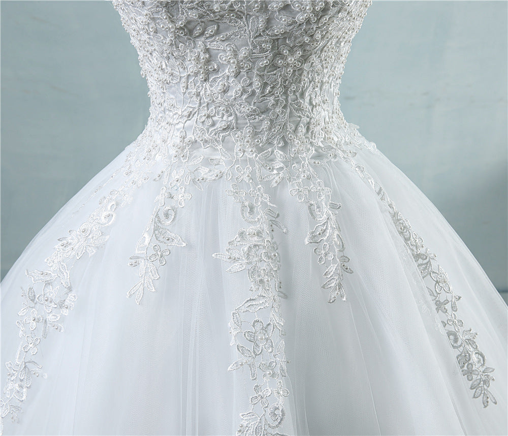 High Waist Wedding Dress With Deep V-neck - kinko
