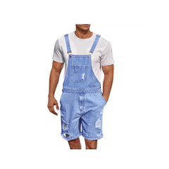 Ripped Leisure Men's Denim Suspender Shorts Jeans Men - kinko