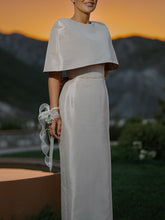 Satin Cape-style Top &Fitted Maxi Dress Set - kinko