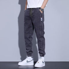 Youth Casual Harem Drawstring Elastic Elastic Beam Foot Type Men's Jeans - kinko