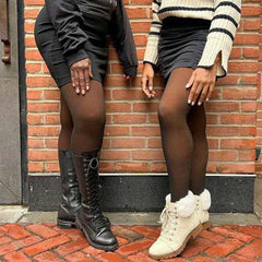 Women's Fall And Winter Outer Wear Plus Size Fake Transparent Black See-through Leggings - kinko