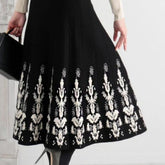 Jacquard Slim Knit A- Line Temperament Long Dress - kinko