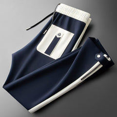 Light Luxury Fall Winter Fashion Trendy Brand Color Contrast Patchwork Space Cotton Pants Men