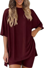 New Loose Fashion Solid Color Casual Two-piece Suit - kinko