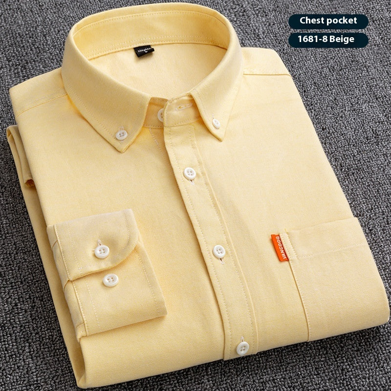 Pure Cotton Washed Oxford Woven Shirts Men - kinko