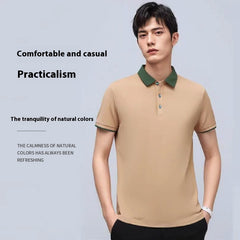Contrast Color Lapels Polo Shirt - kinko