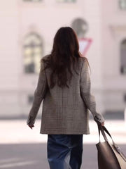 Commuting Casual Plaid Contrast Blazer - kinko