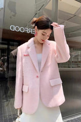 Gentle Sweet Polyester Mohair Blazer - kinko